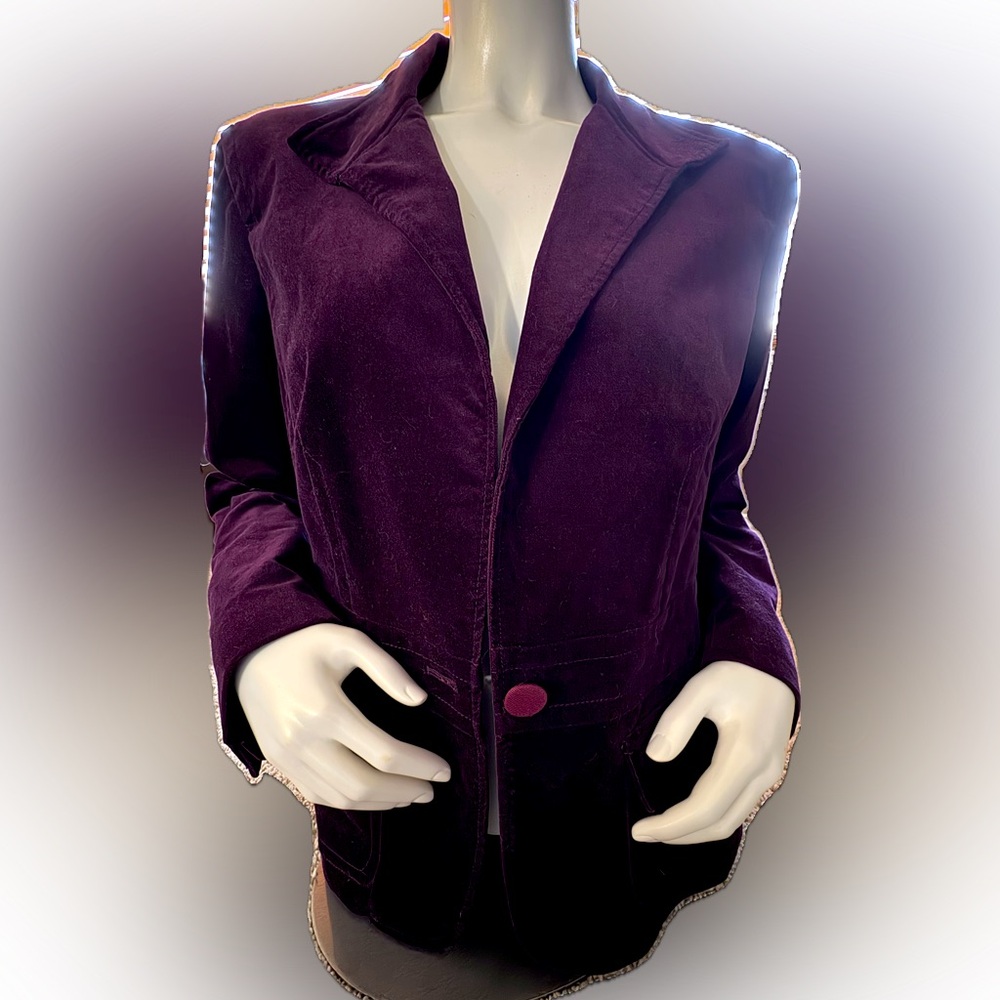 Women’s Talbots deep purple‎ velvet-like 1-button blazer with pockets - 14